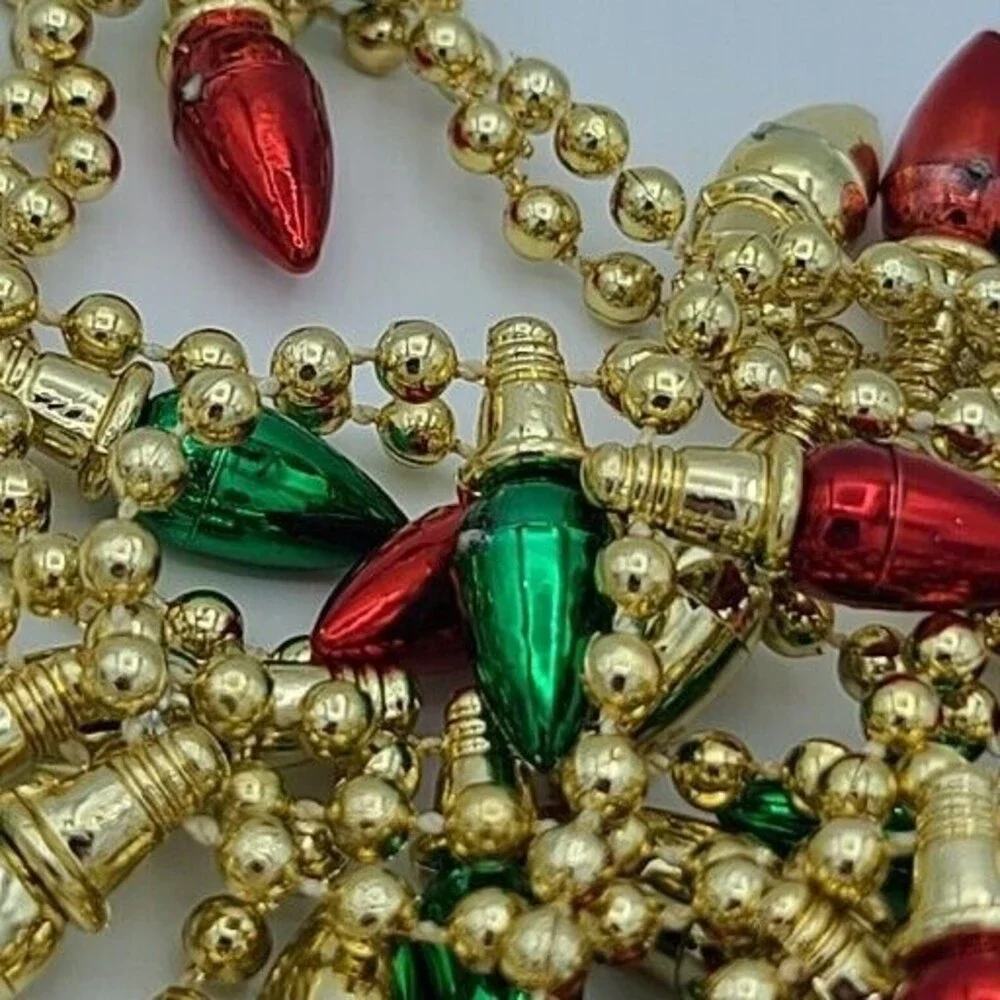 Mini Bulb Light String Christmas Garland Red Green Gold Set Of 2